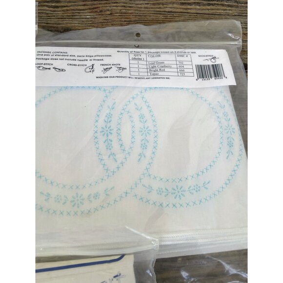 Vintage lot 3 Jack Dempsey Wedding Ring Stamped Embroidery Pillow cases NOS - Picture 9 of 11